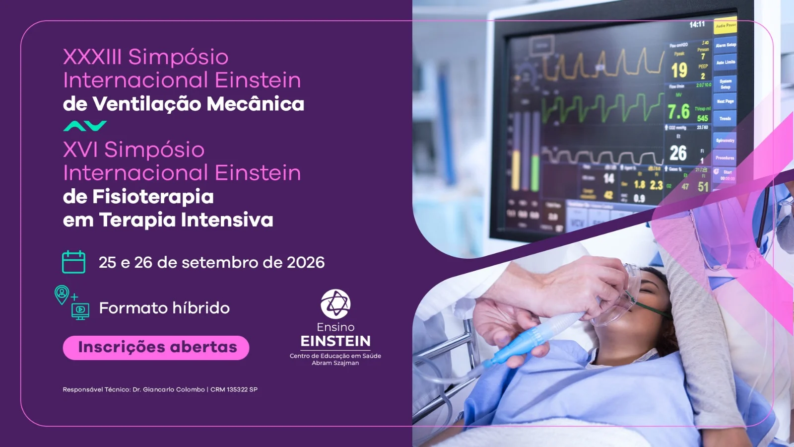 XXXIII Simpósio Internacional Einstein de Ventilação Mecânica | XVI Simpósio Internacional Einstein de Fisioterapia em Terapia Intensiva